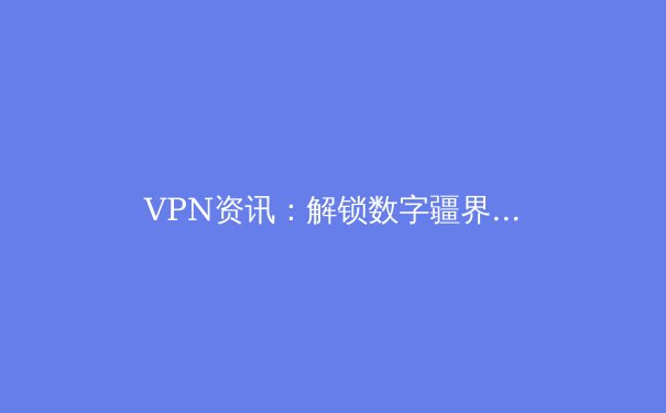 VPN资讯：解锁数字疆界，网络安全与隐私保护的深度解析 - 2