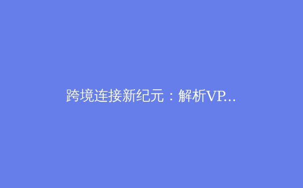 跨境连接新纪元：解析VPN技术演进与网络安全格局重塑 - 2