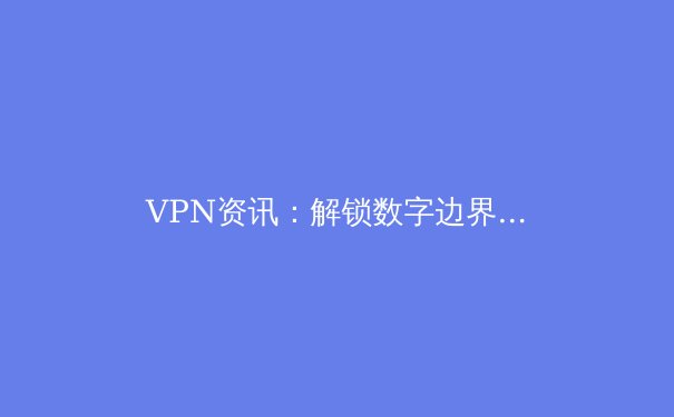 VPN资讯：解锁数字边界，网络安全与隐私保护的前沿洞察